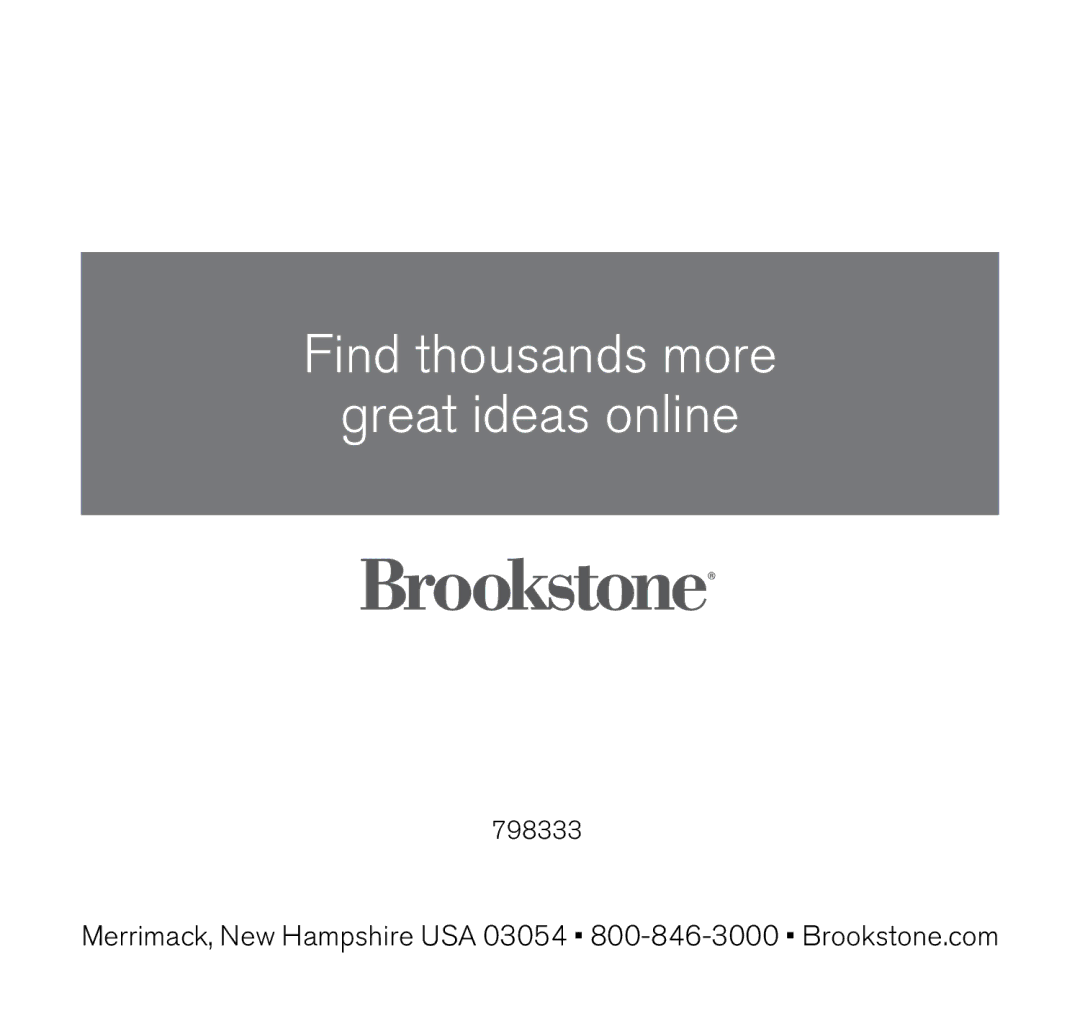 Brookstone 798333 manual Find thousands more Great ideas online 