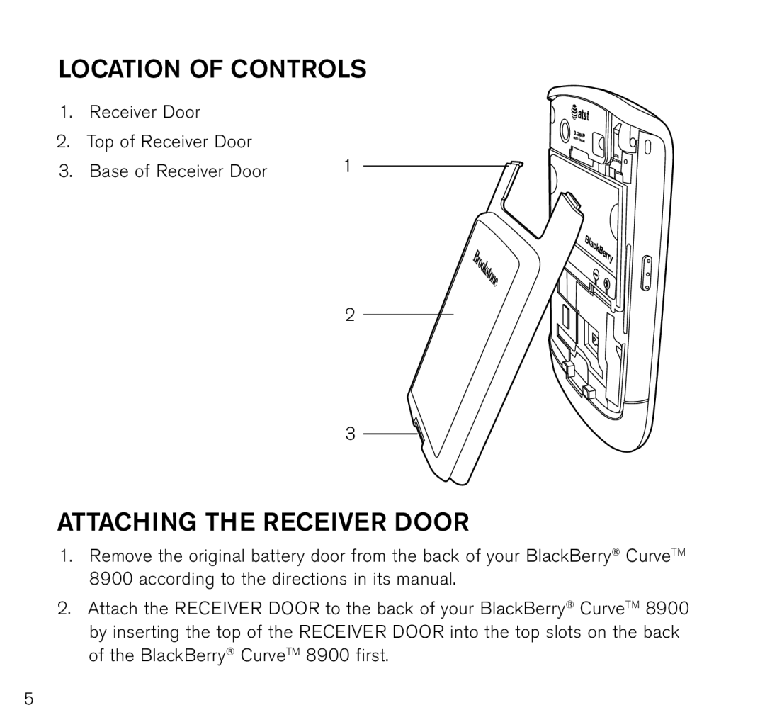 Brookstone 8900 manual Location of controls, Attaching the receiver door 