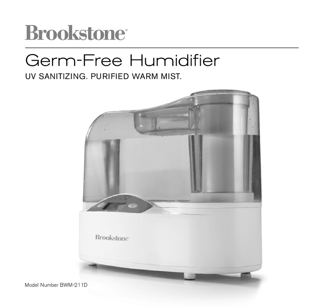 Brookstone BWM-2110 manual Germ-Free Humidifier 