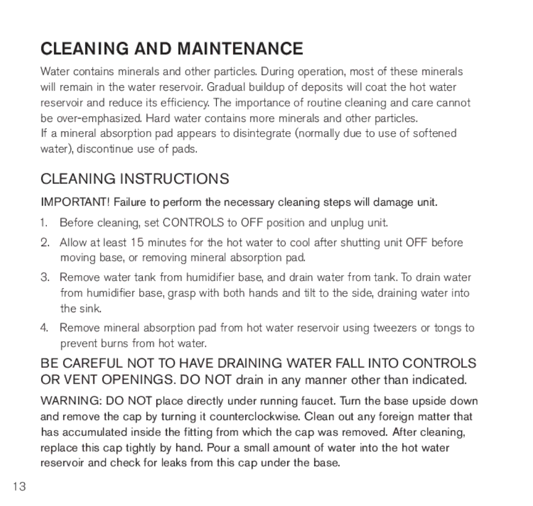 Brookstone BWM-2110 manual Cleaning and Maintenance, Cleaning Instructions 