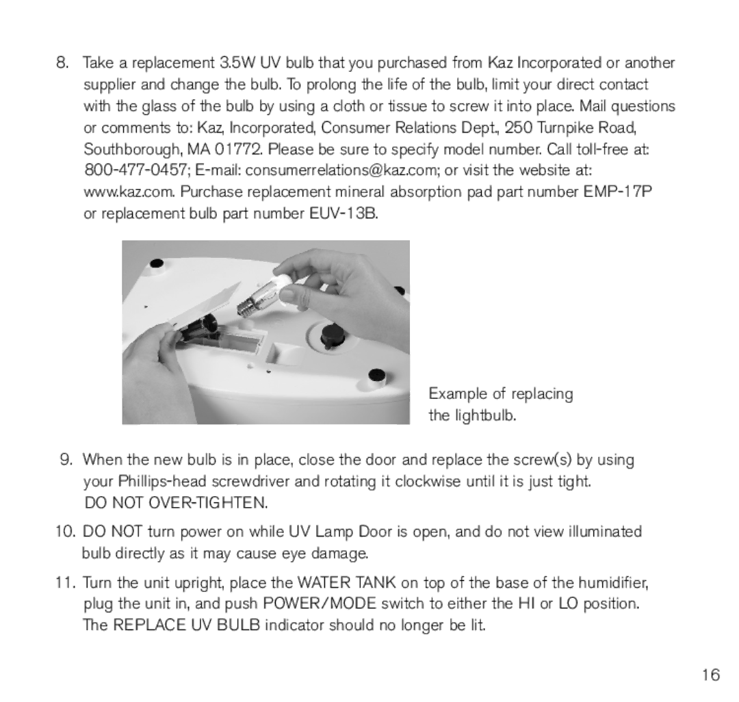 Brookstone BWM-2110 manual Do not OVER-TIGHTEN 