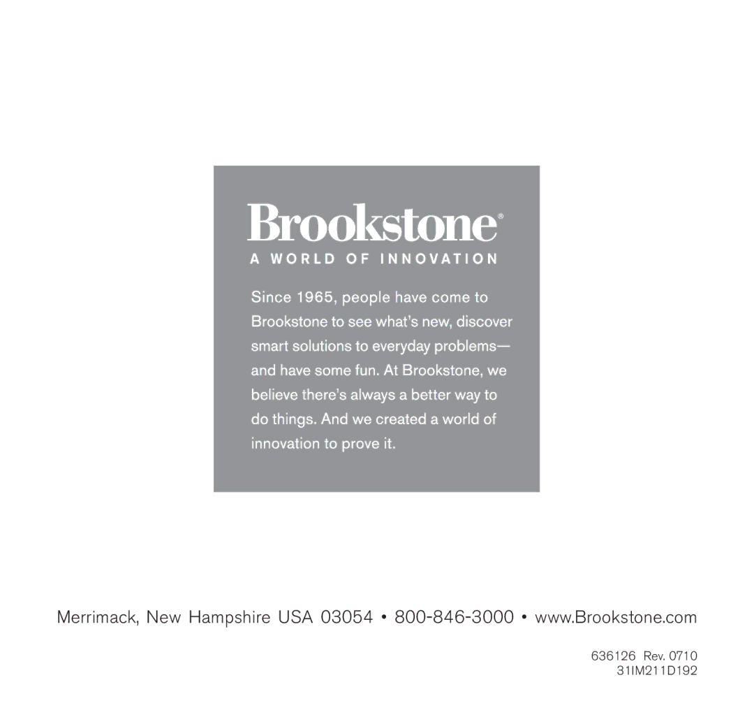 Brookstone BWM-2110 manual 636126 Rev. 31IM211D192 