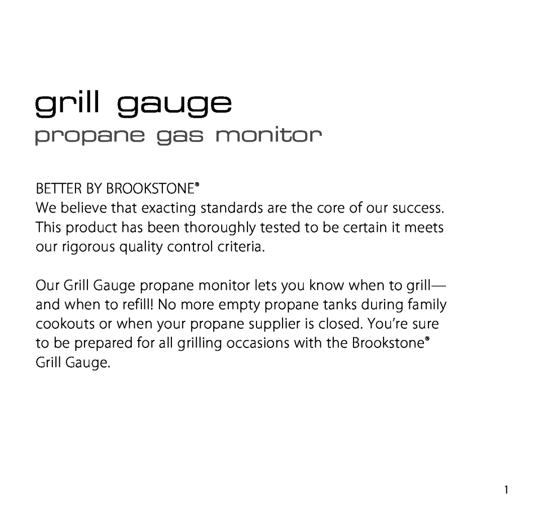 Brookstone Carbon Monoxide Alarm manual grill gauge, propane gas monitor, better by brookstone 
