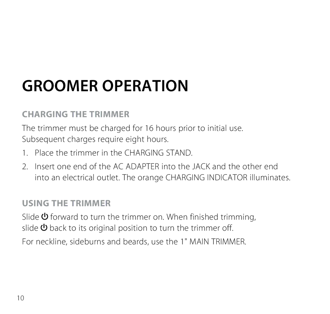 Brookstone Electric Shaver manual Groomer Operation 