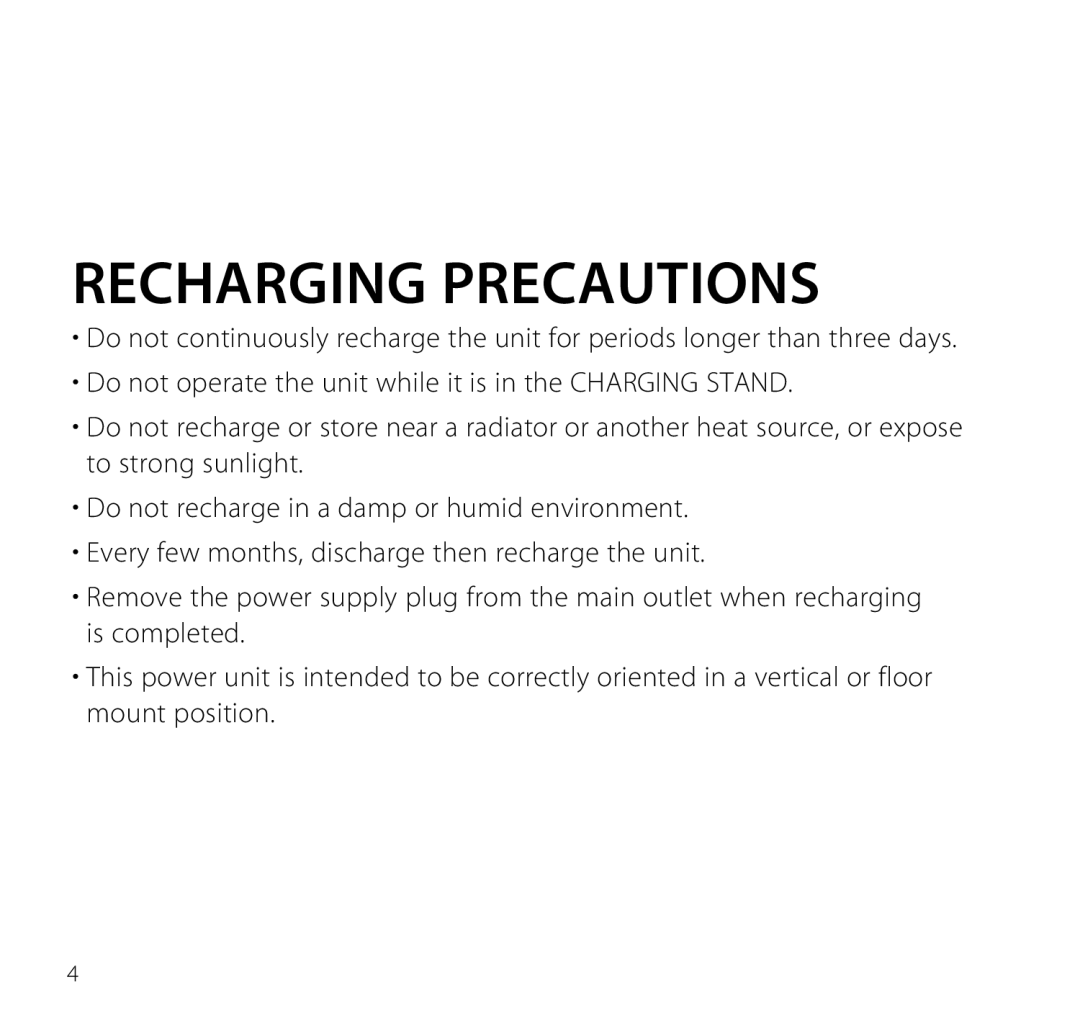 Brookstone Electric Shaver manual Recharging Precautions 