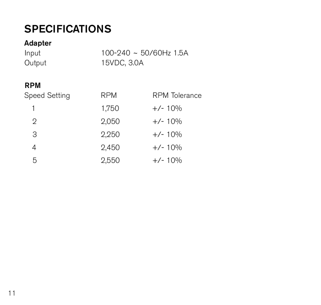 Brookstone MAX 2 manual Specifications 