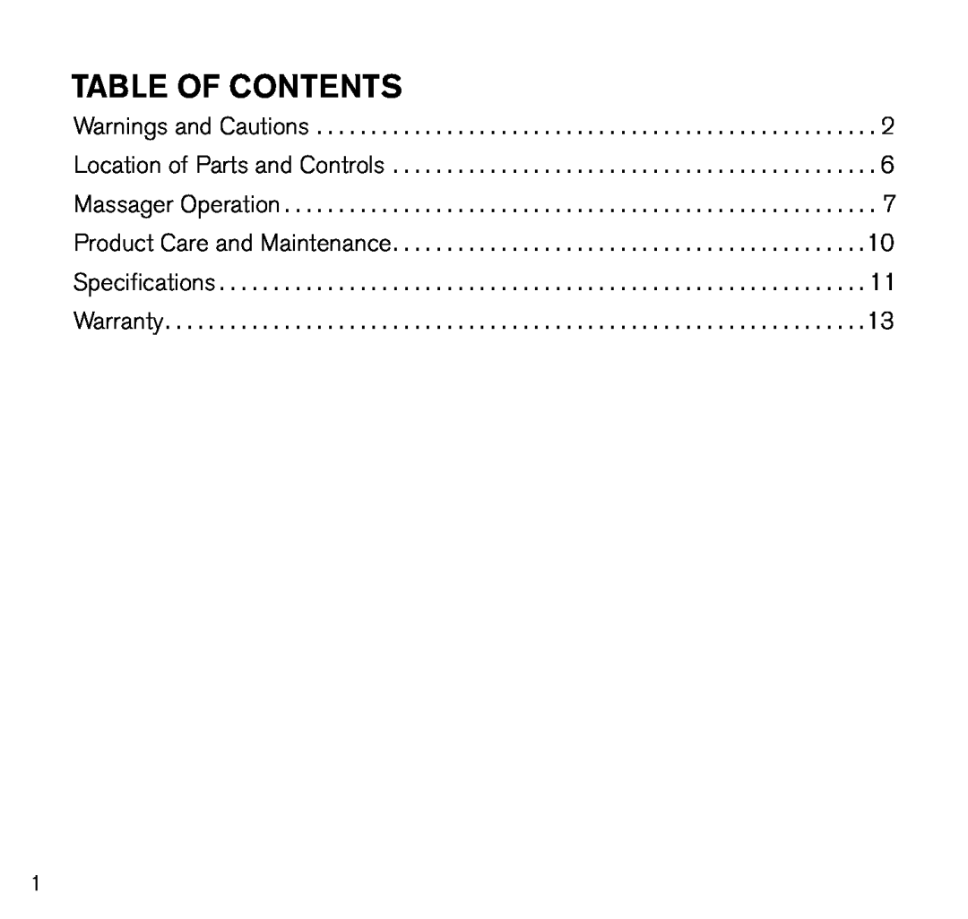 Brookstone MAX 2 manual Table of contents, Warnings and Cautions Location of Parts and Controls, Warranty 