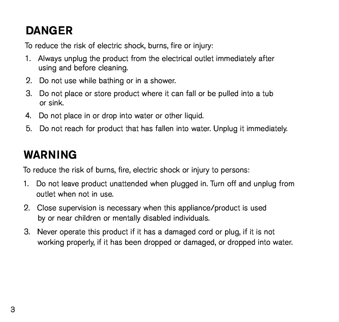Brookstone MAX 2 manual Danger 