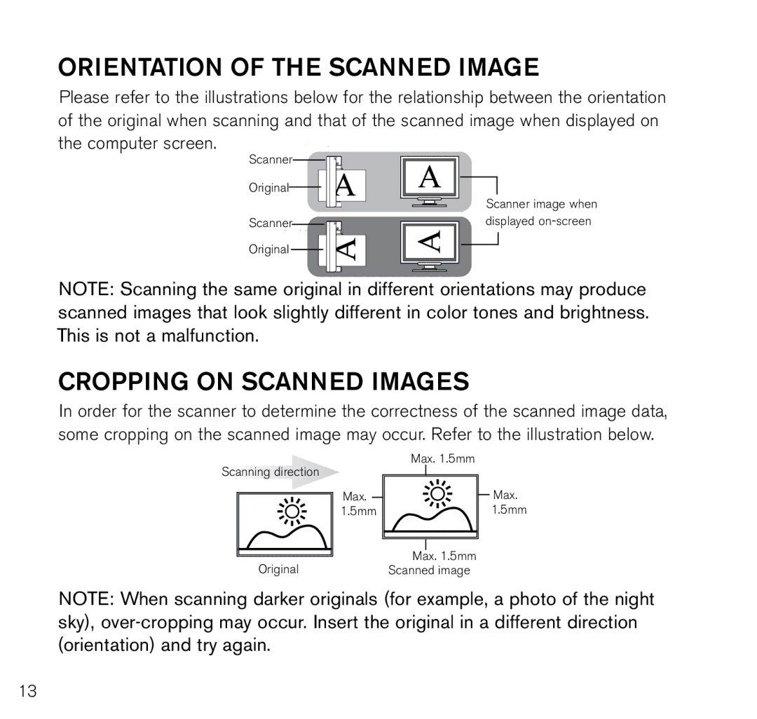 Brookstone Photo Printer manual Orientation of the scanned image, Cropping on scanned images 