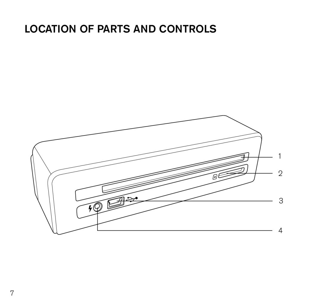 Brookstone Photo Printer manual Location of Parts and Controls 