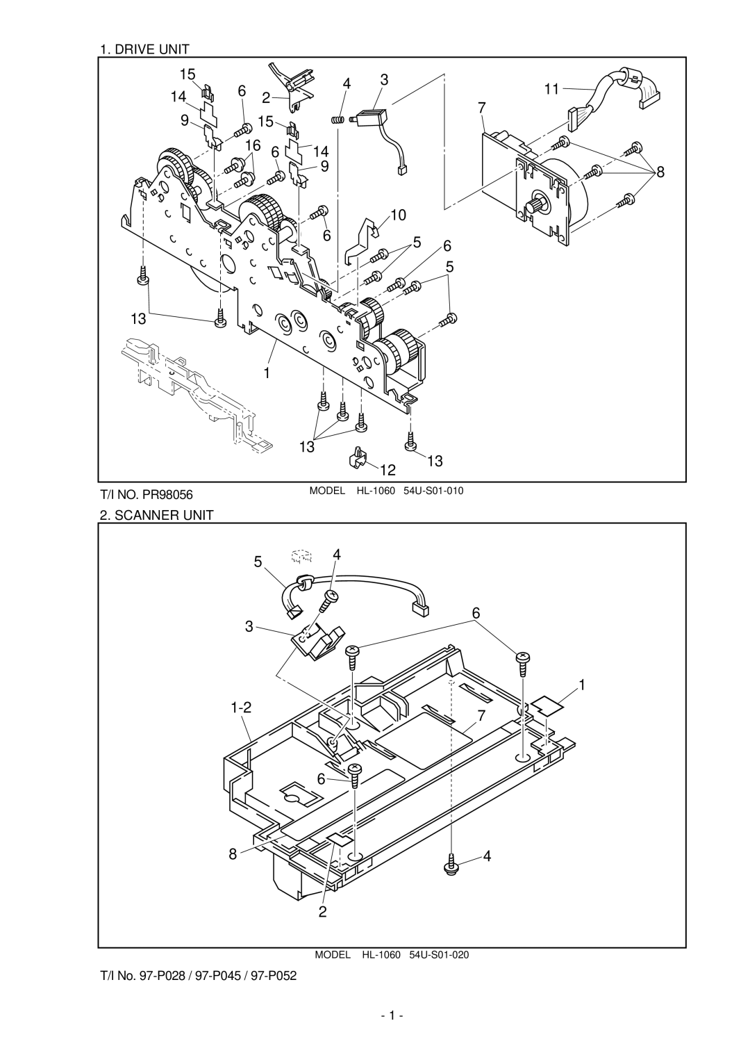 Brother 1060 manual Drive Unit, Scanner Unit 