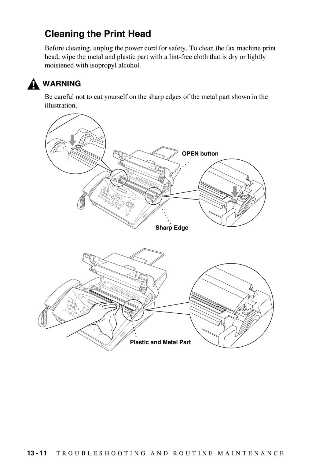 Brother 1575MC owner manual Cleaning the Print Head 