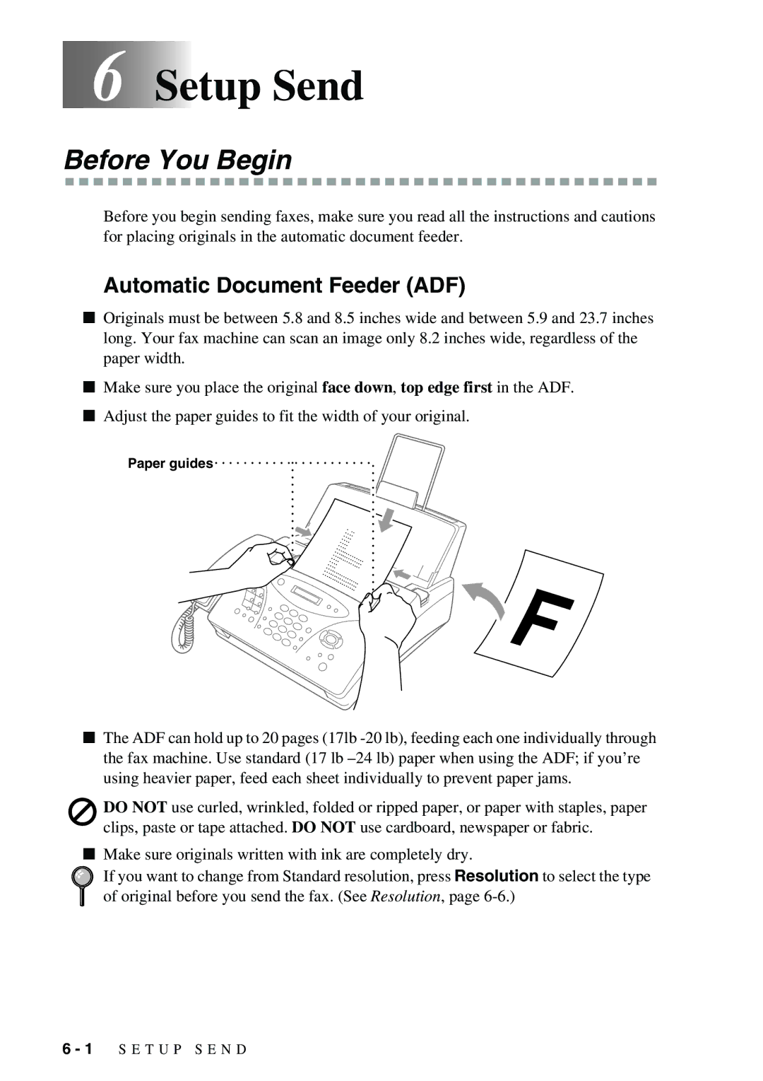 Brother 1575MC owner manual Setup Send, Before You Begin, Automatic Document Feeder ADF 