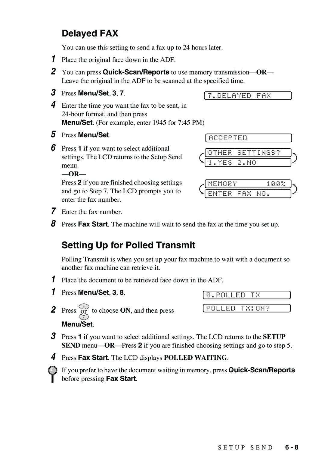 Brother 1575MC owner manual Delayed FAX 