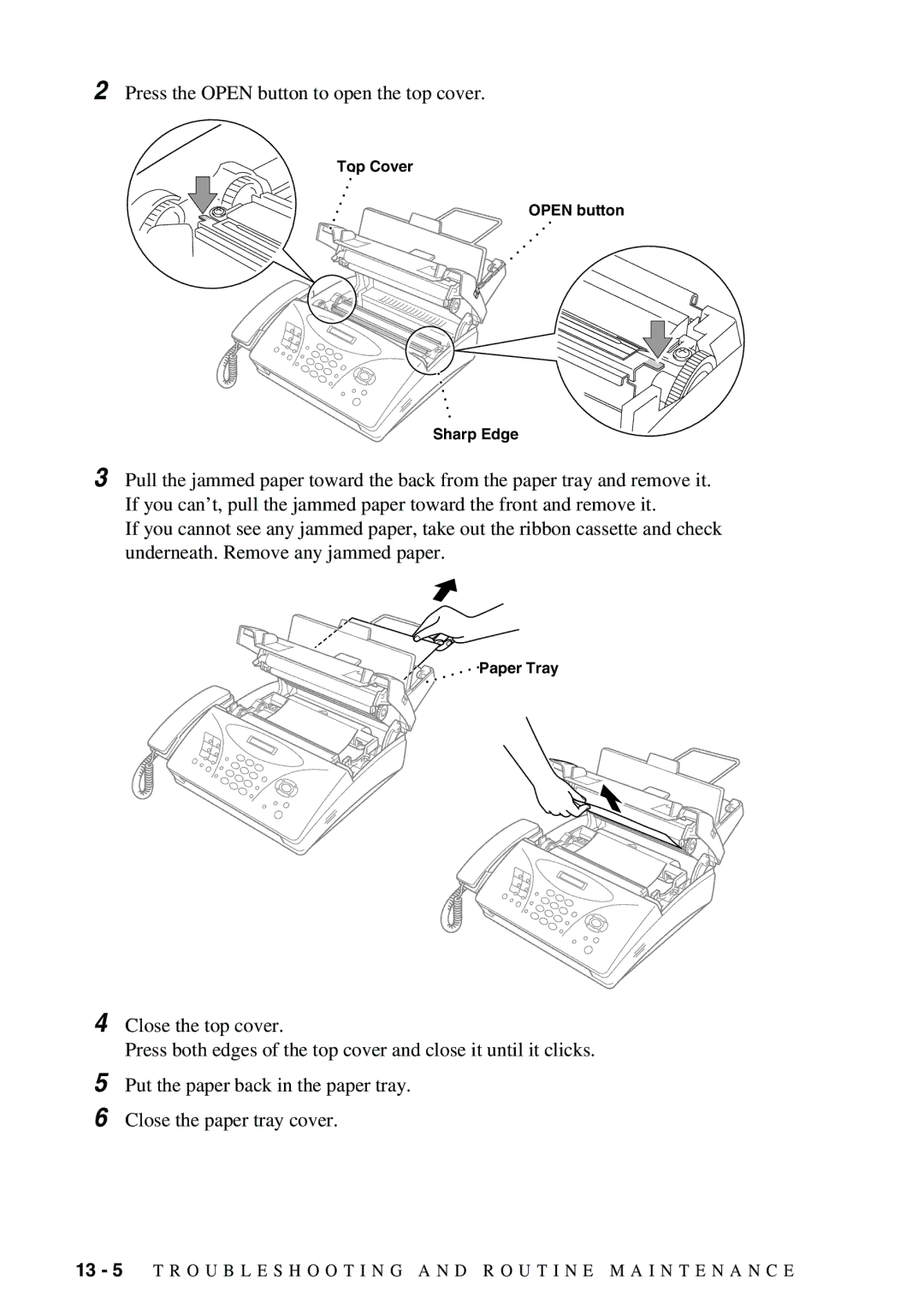 Brother 1575MC owner manual Press the Open button to open the top cover 