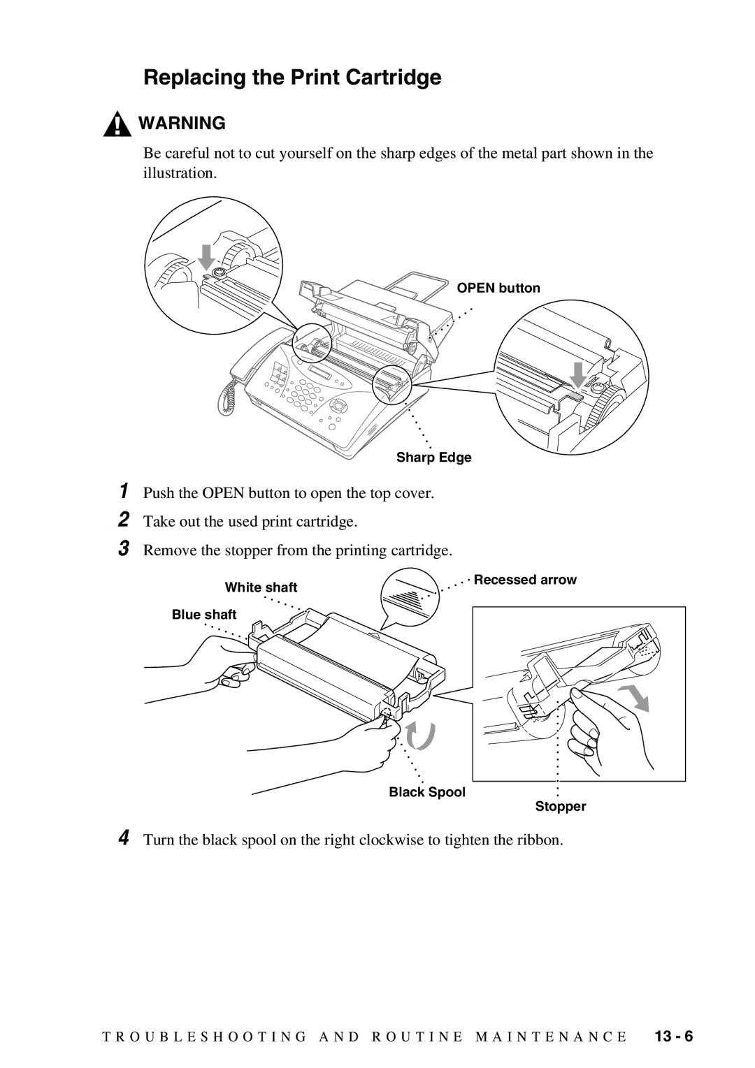 Brother 1575MC owner manual Replacing the Print Cartridge 