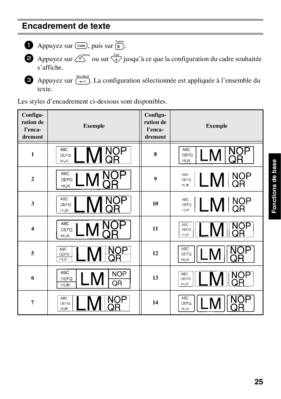 Brother 1650 manual Encadrement de texte 