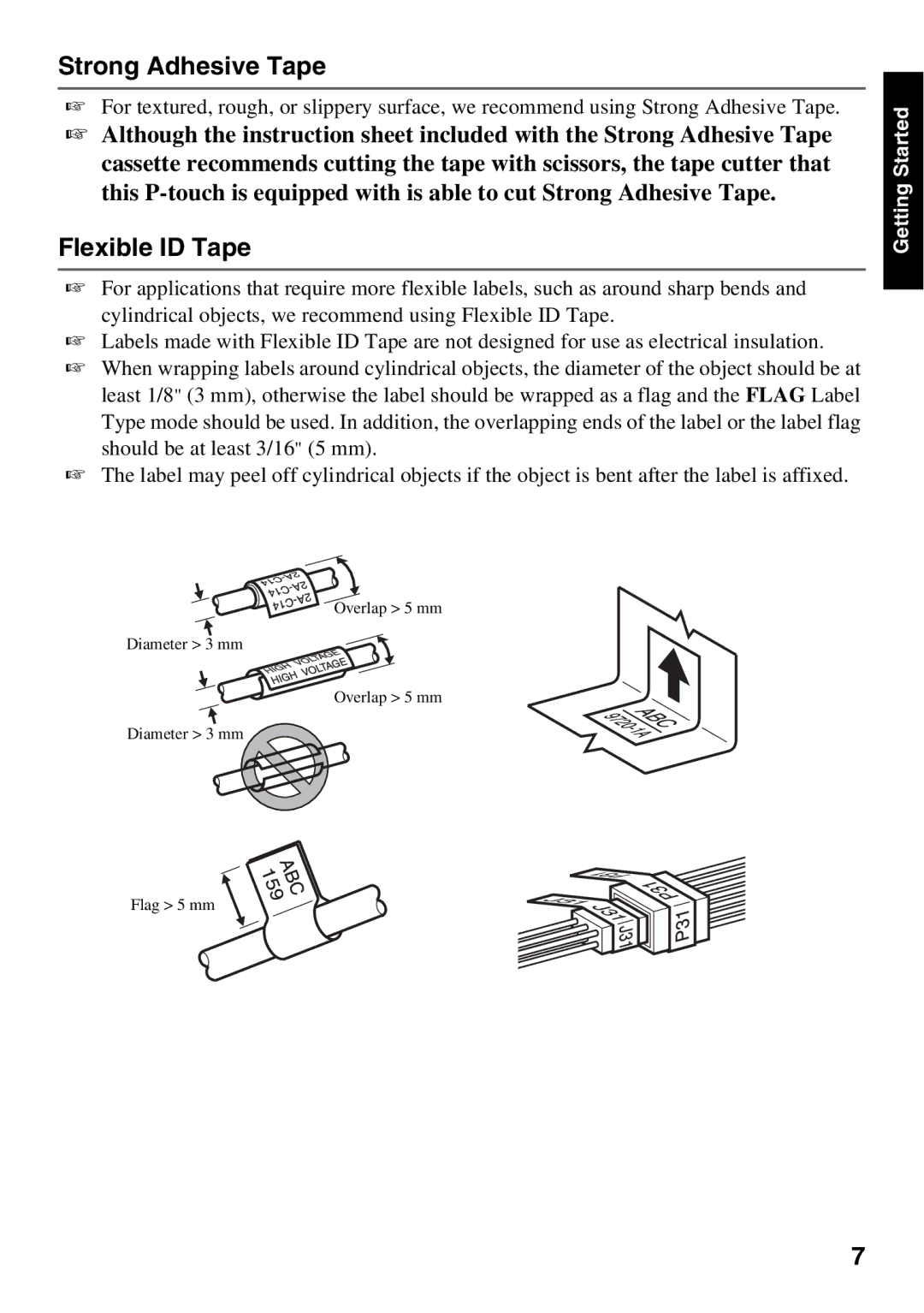 Brother 1650 manual Strong Adhesive Tape, Flexible ID Tape 