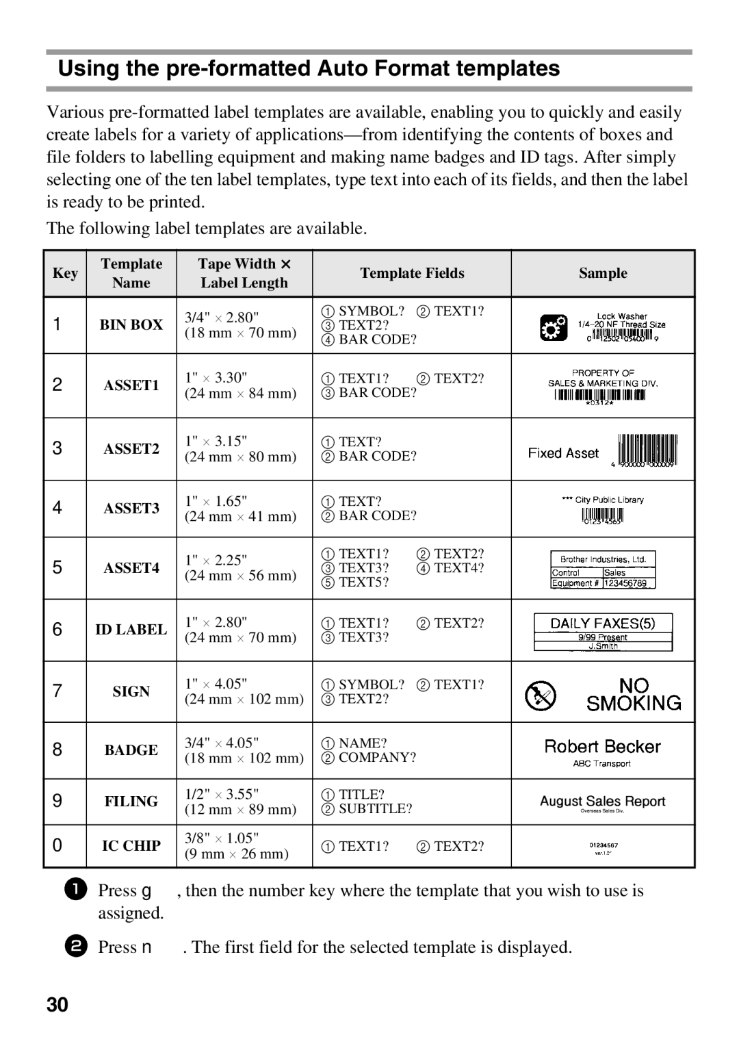 Brother 1650 manual Using the pre-formatted Auto Format templates 