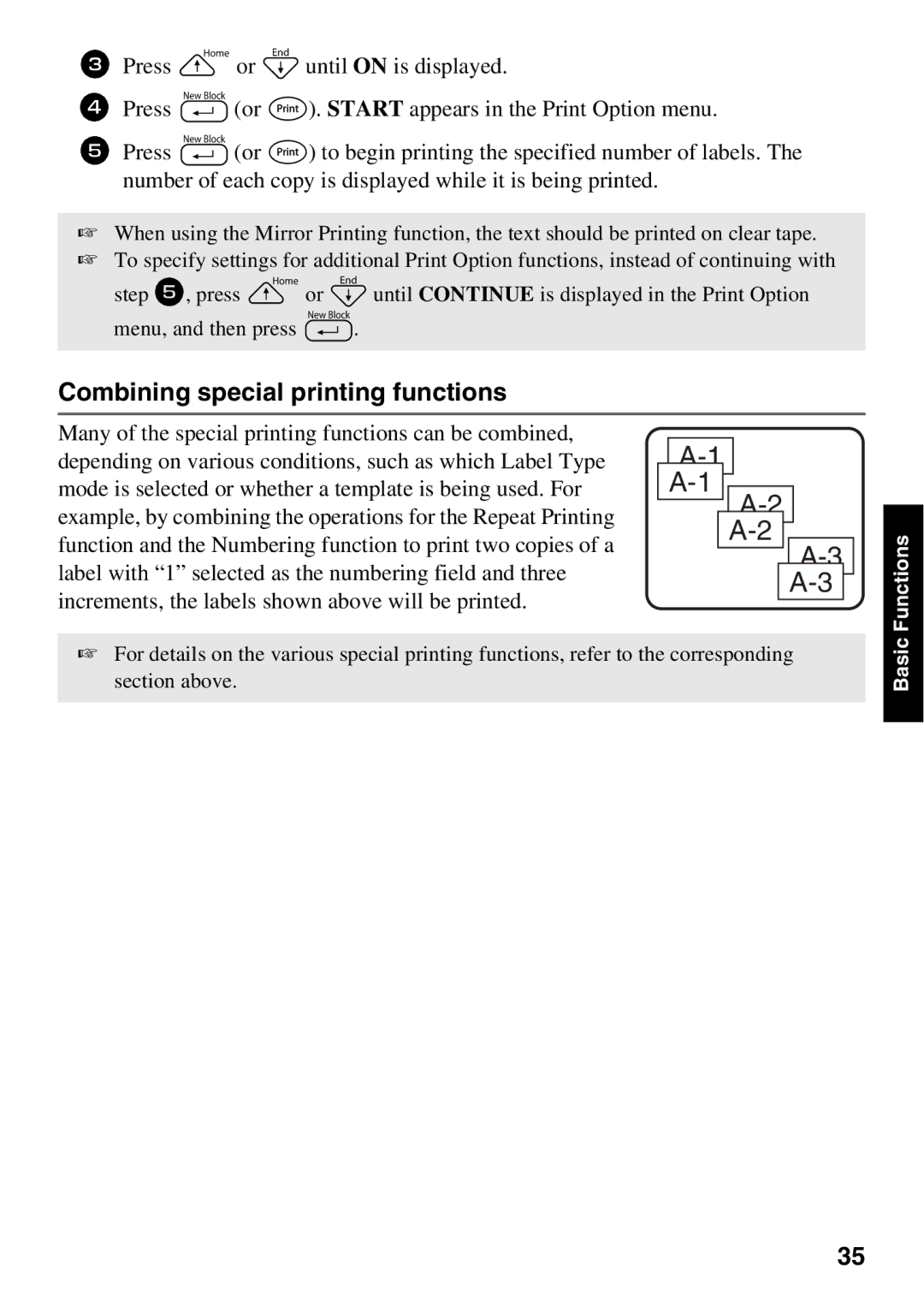 Brother 1650 manual 3 A-3, Combining special printing functions 