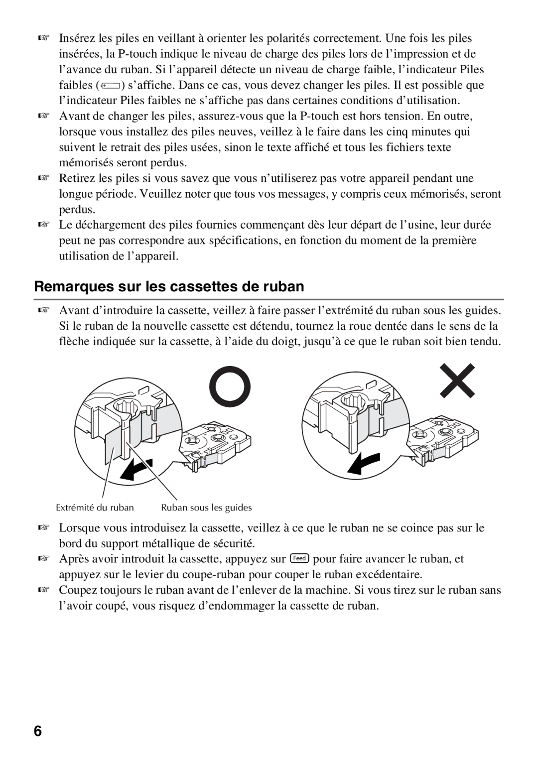 Brother 1650 manual Remarques sur les cassettes de ruban 