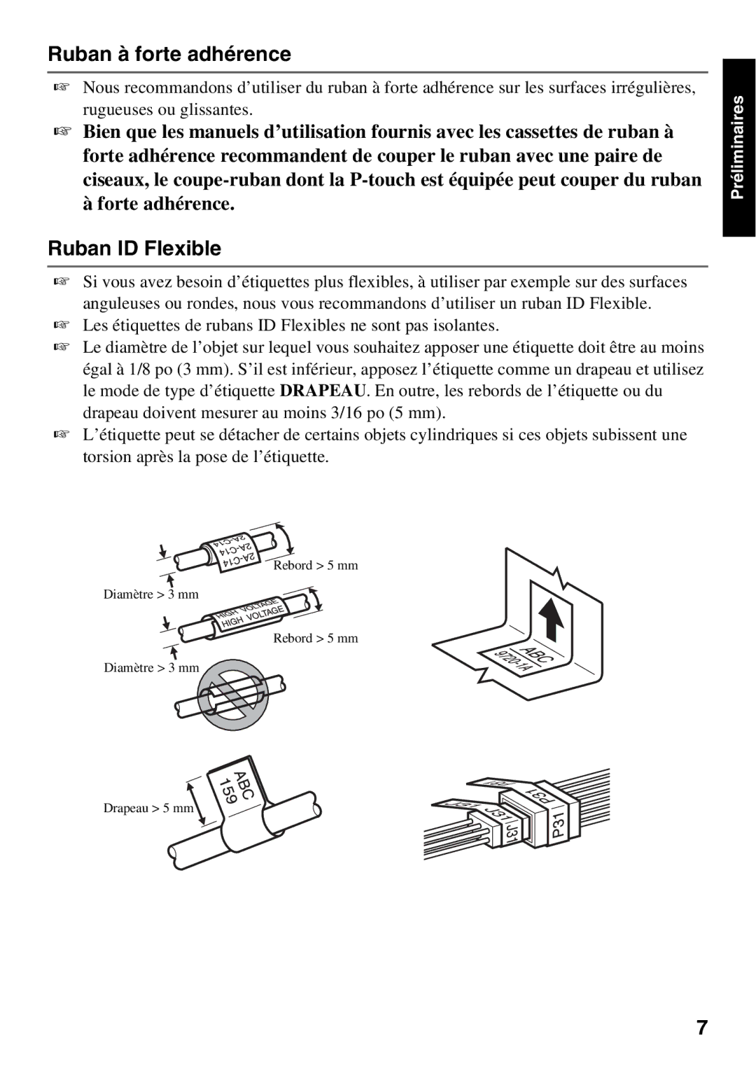 Brother 1650 manual Ruban à forte adhérence, Ruban ID Flexible 