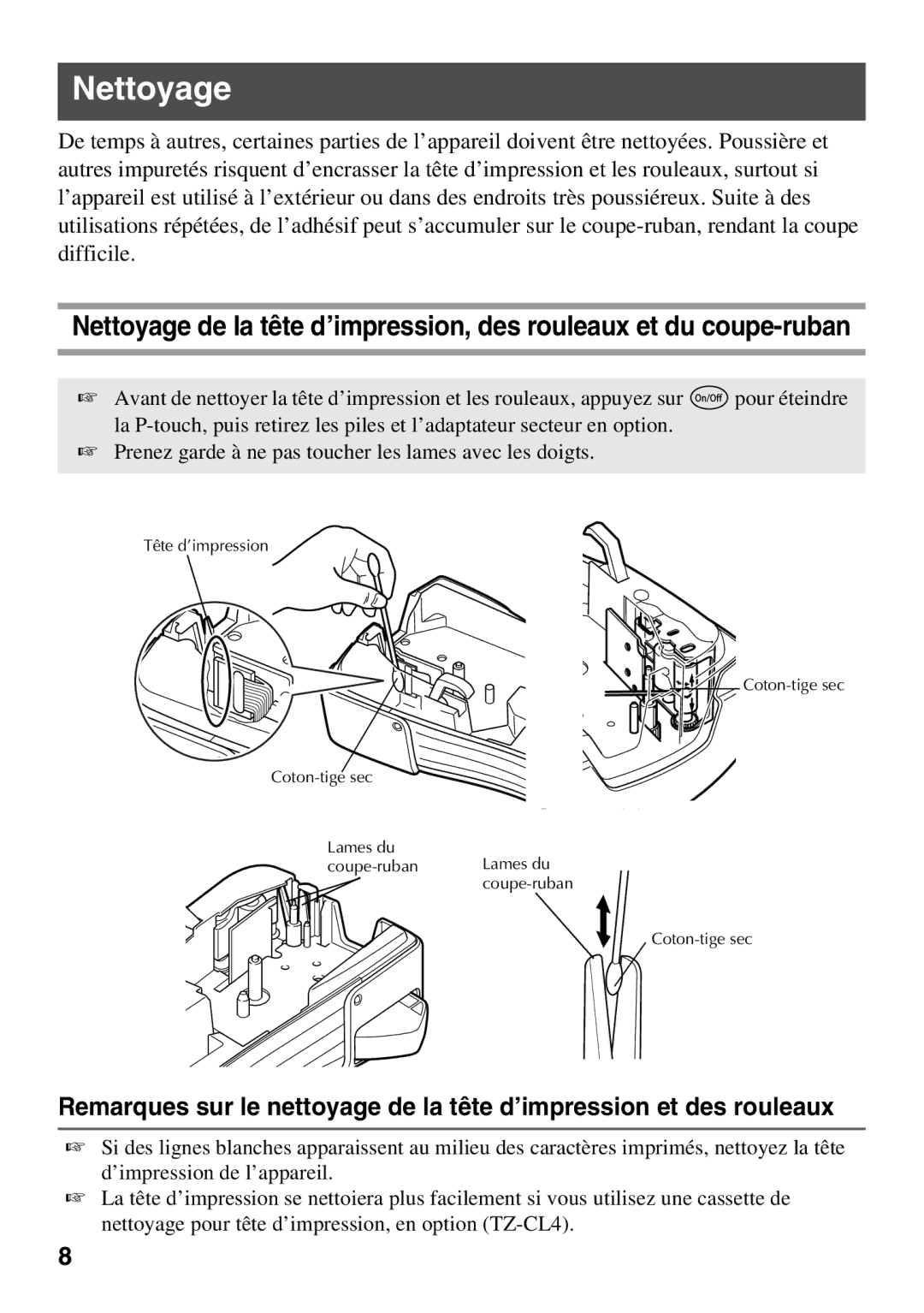 Brother 1650 manual Nettoyage 