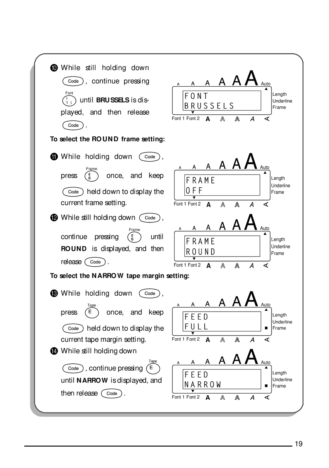 Brother 1810, 1800 manual A M E U N D, To select the Narrow tape margin setting 