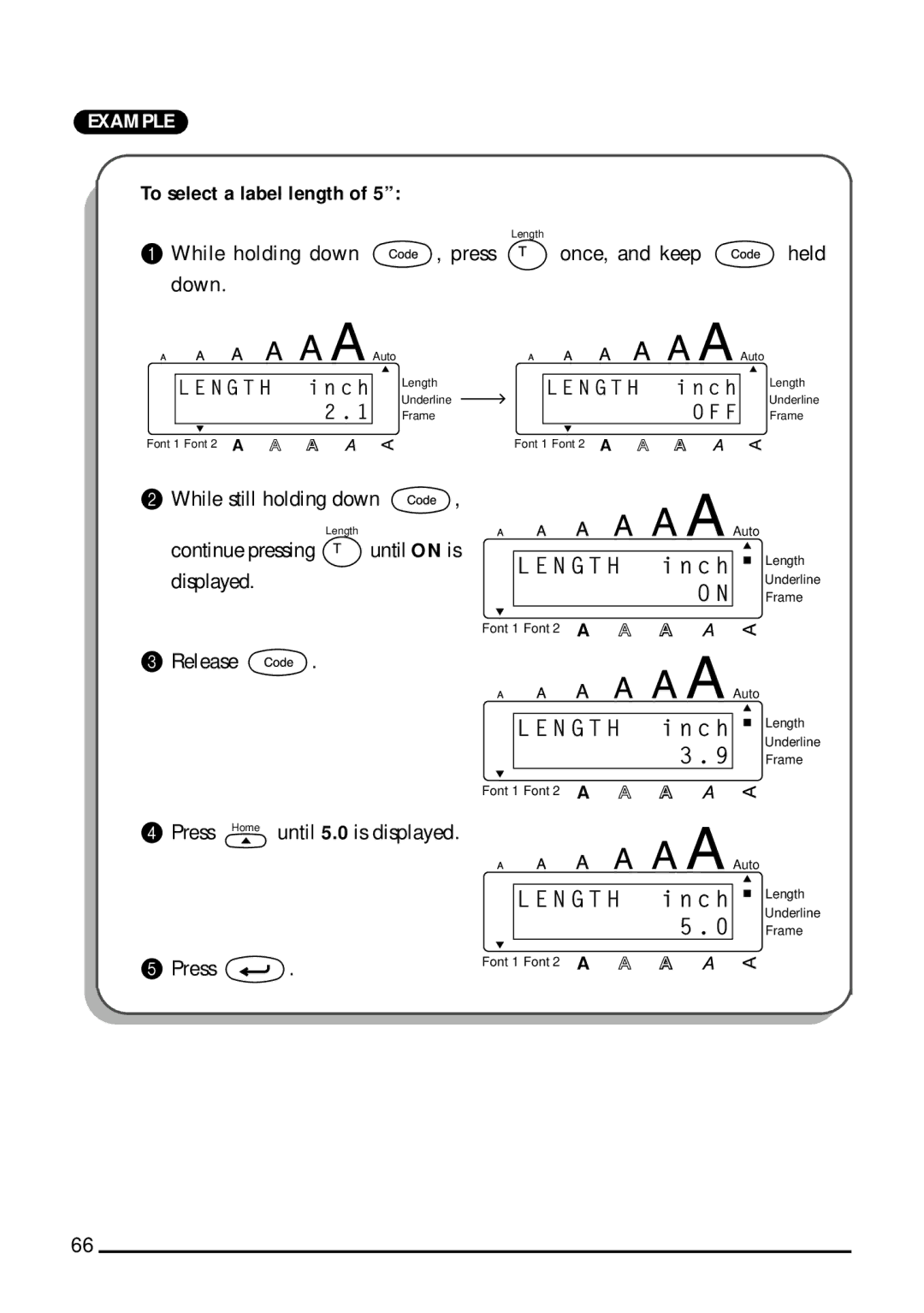 Brother 1800, 1810 manual To select a label length 