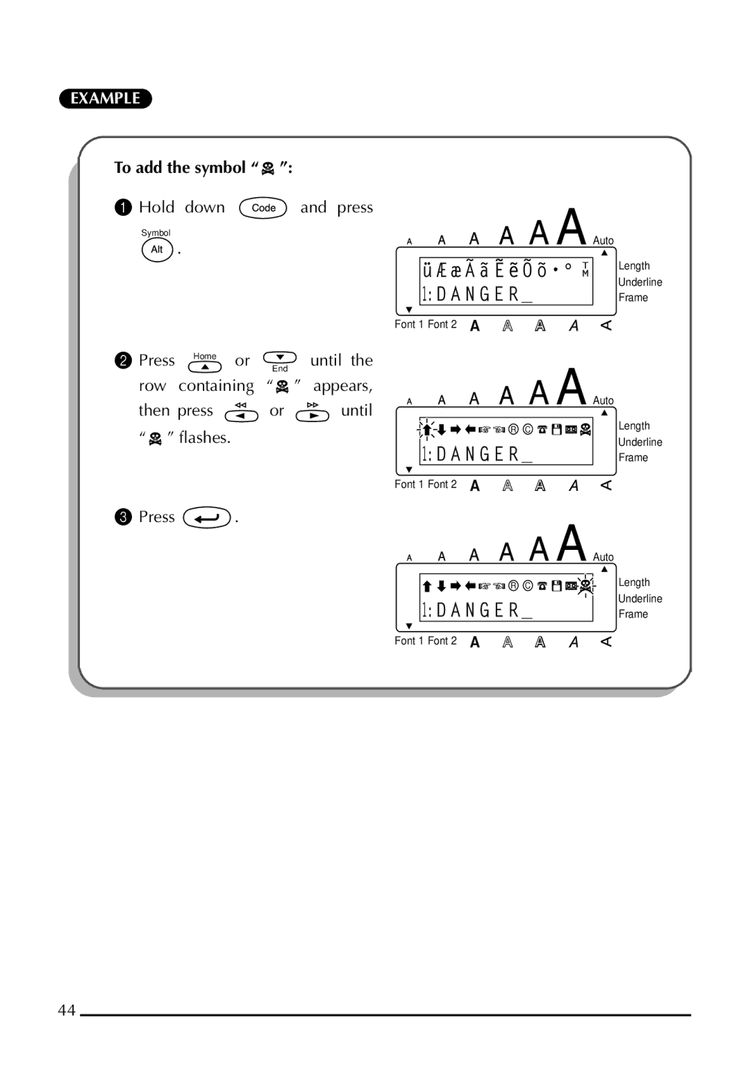 Brother 1800 manual To add the symbol, Row Containing, Then press Until Flashes 