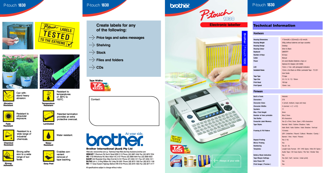 Brother 1830 specifications Users Guide, Getting Started, 1PREPARATION, Operation, Reference, Making Text, Printing Labels 