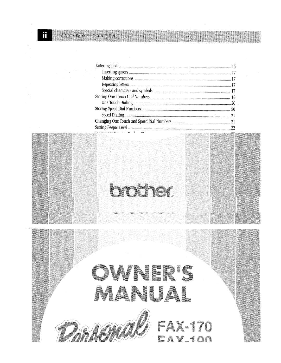 Brother 190, 170 manual 