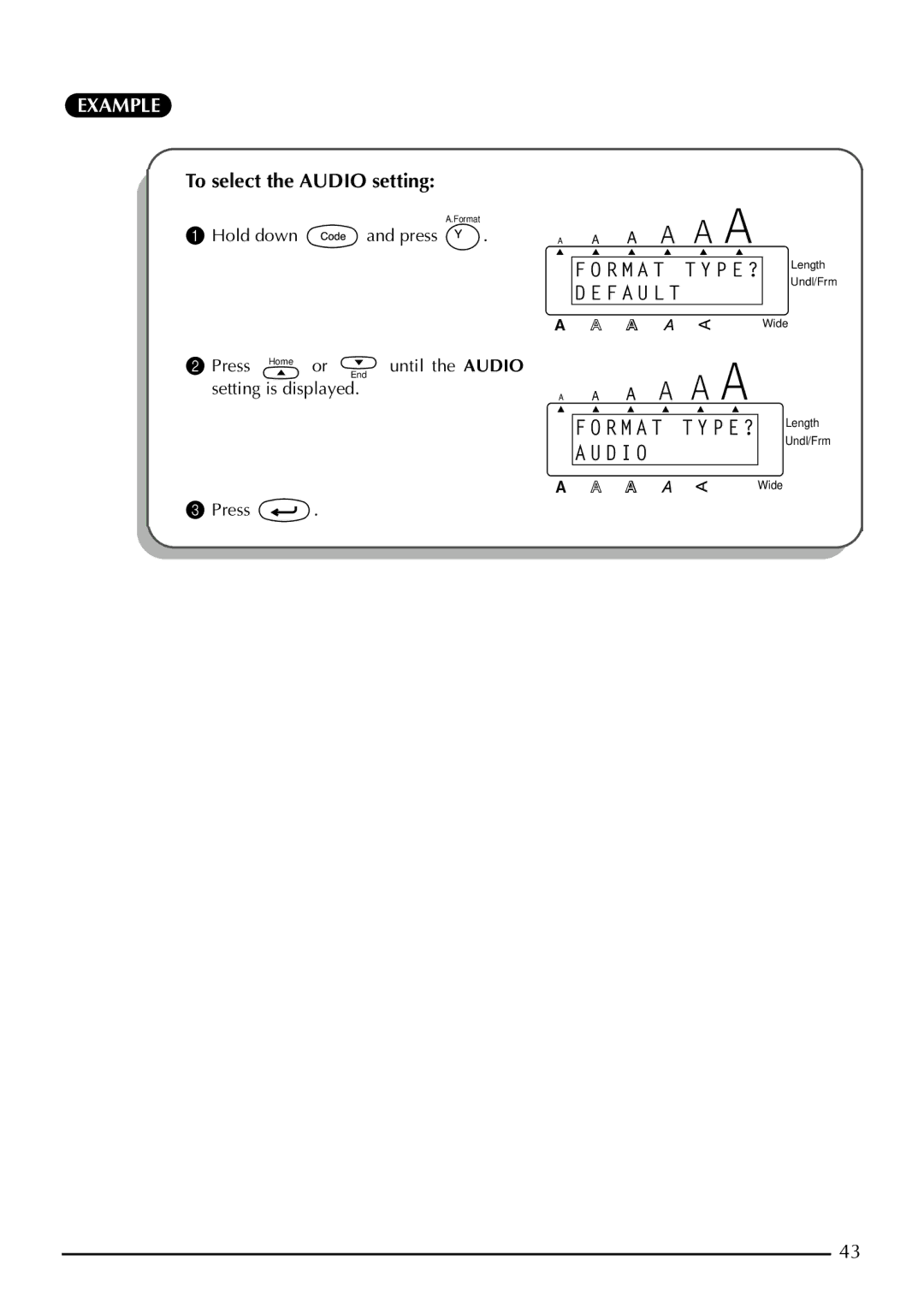 Brother 2210, 2200 manual To select the Audio setting 