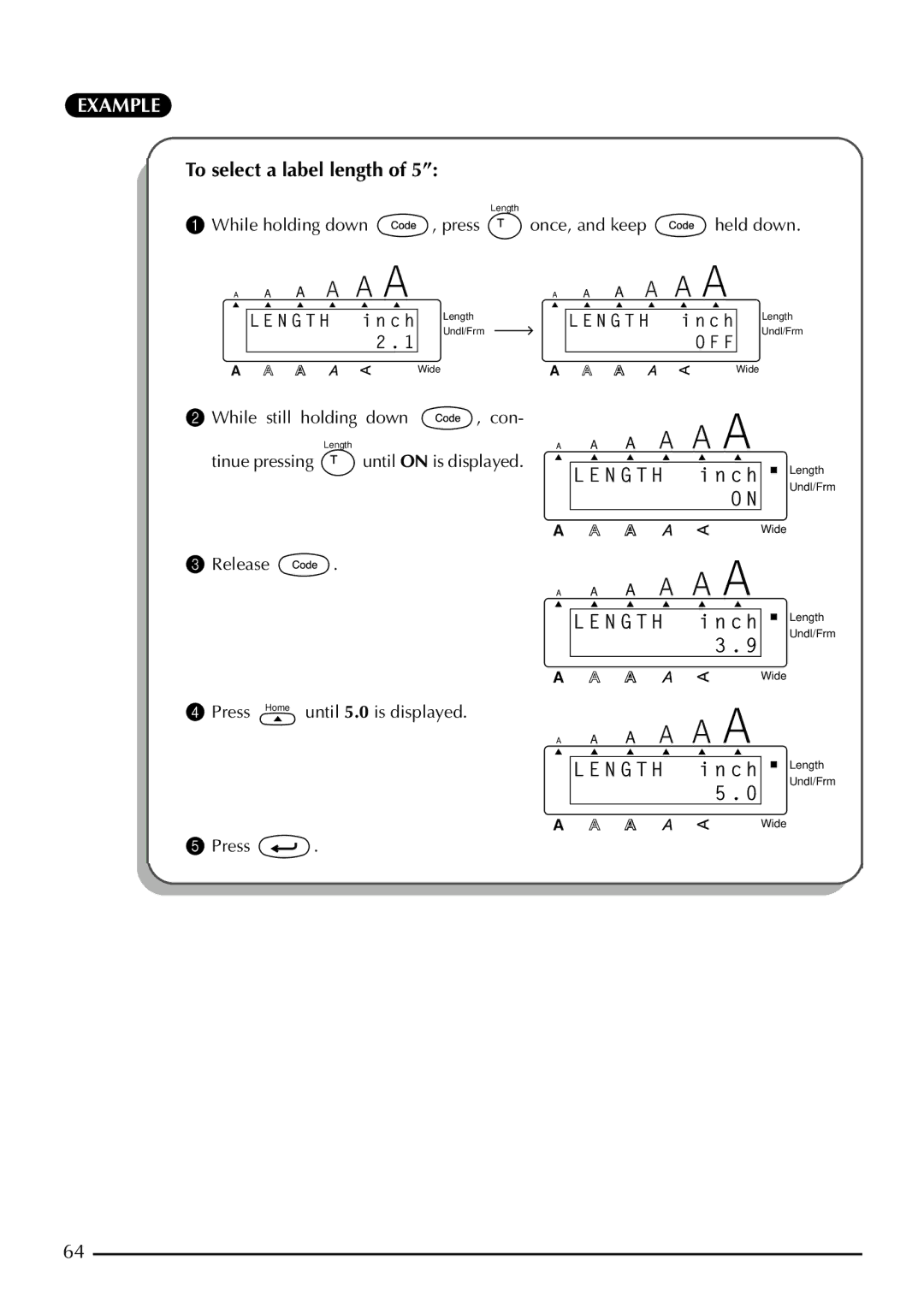 Brother 2200, 2210 manual To select a label length 