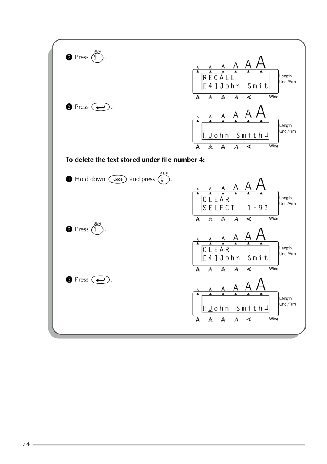 Brother 2200, 2210 manual C a L L, To delete the text stored under ﬁle number 