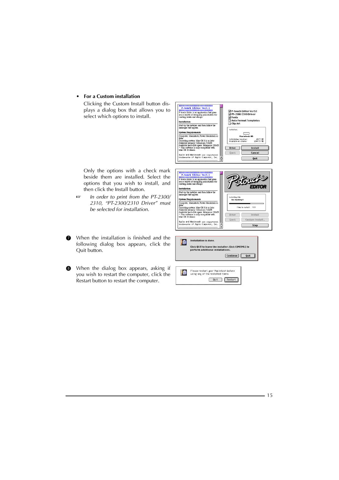 Brother 2300 manual For a Custom installation 