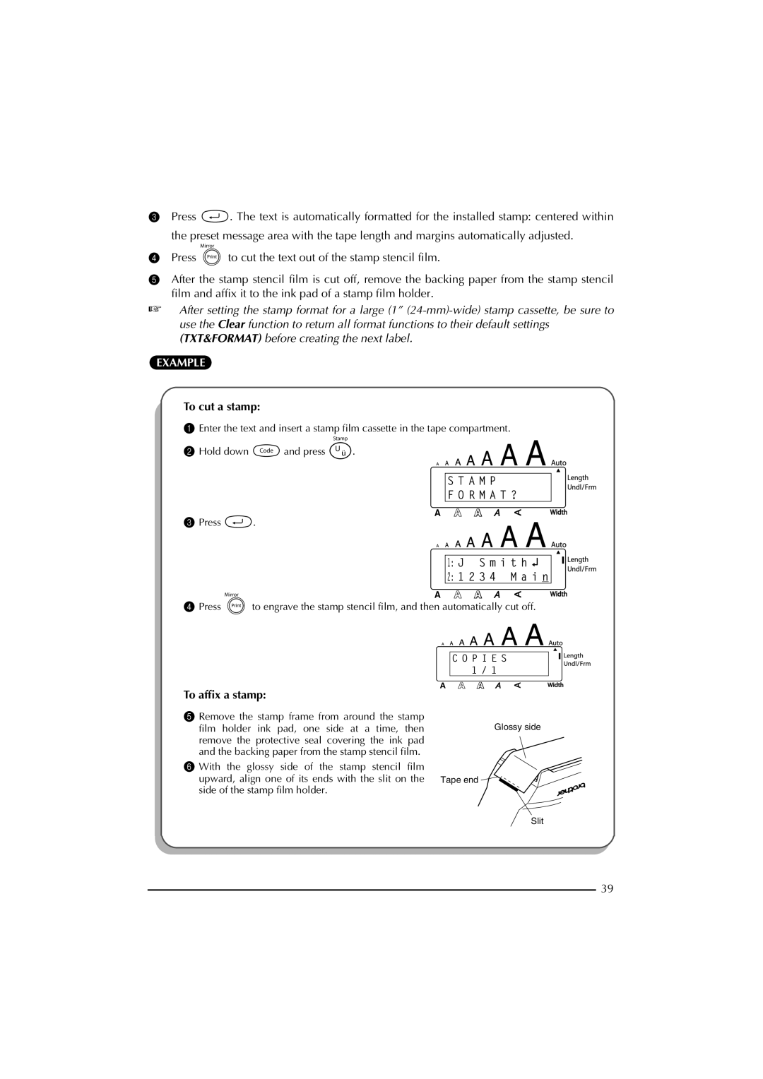 Brother 2300 manual To cut a stamp, To afﬁx a stamp 