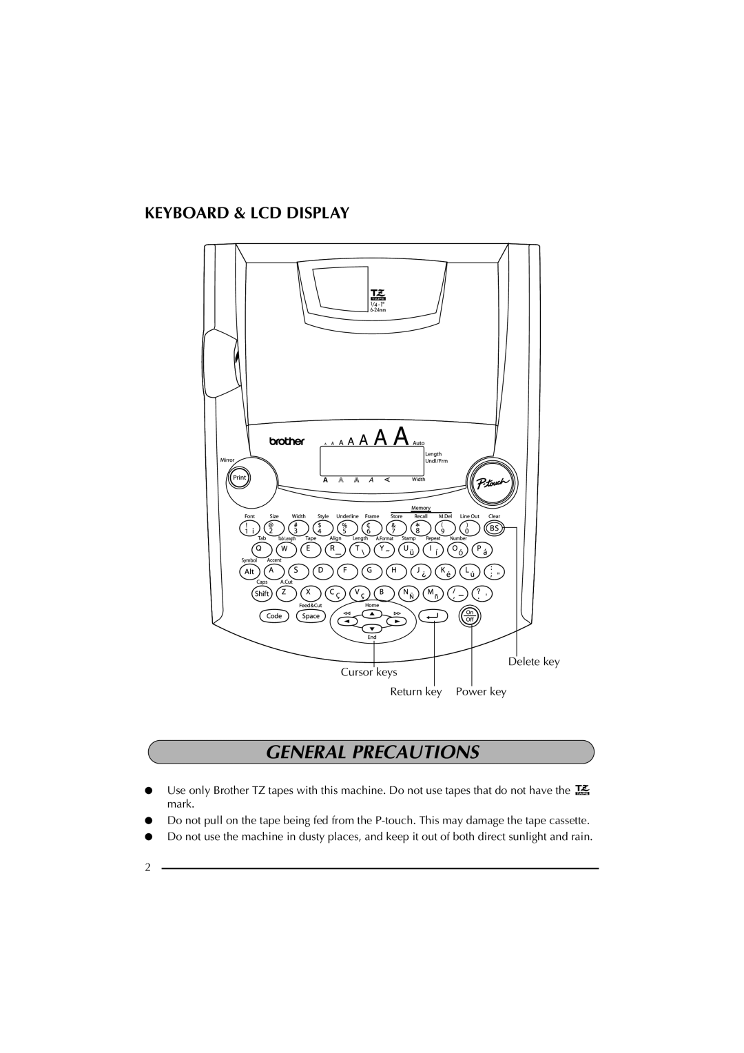 Brother 2300 manual General Precautions 