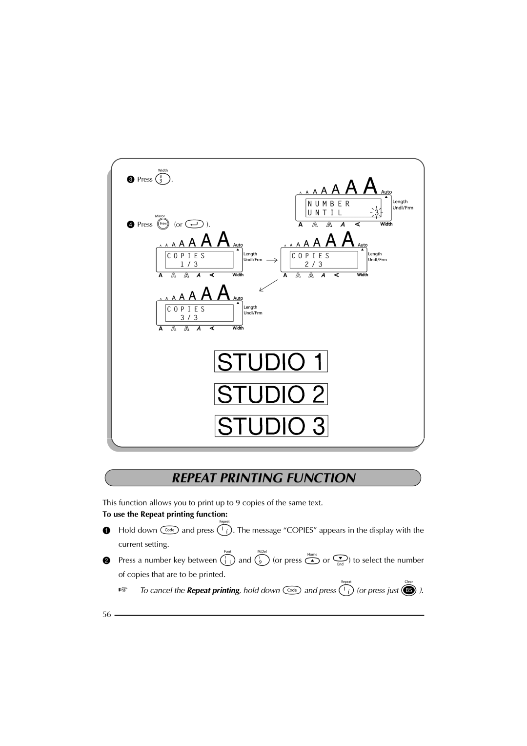 Brother 2300 manual Repeat Printing Function, To use the Repeat printing function 