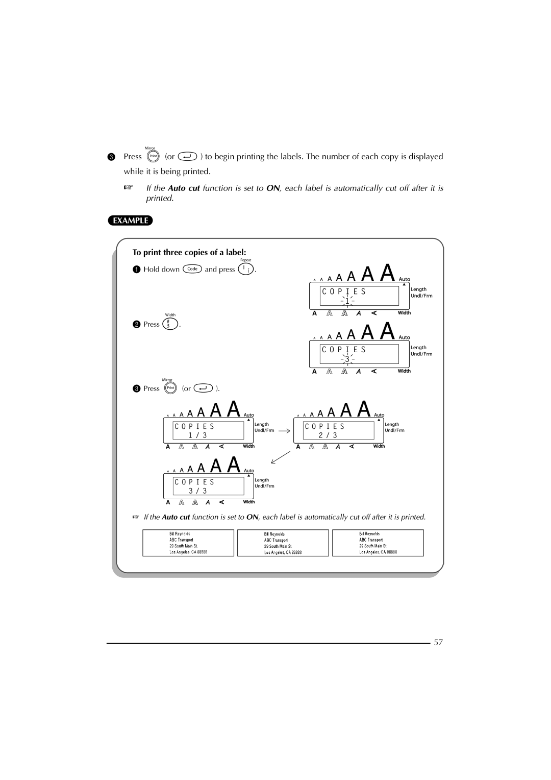 Brother 2300 manual To print three copies of a label 