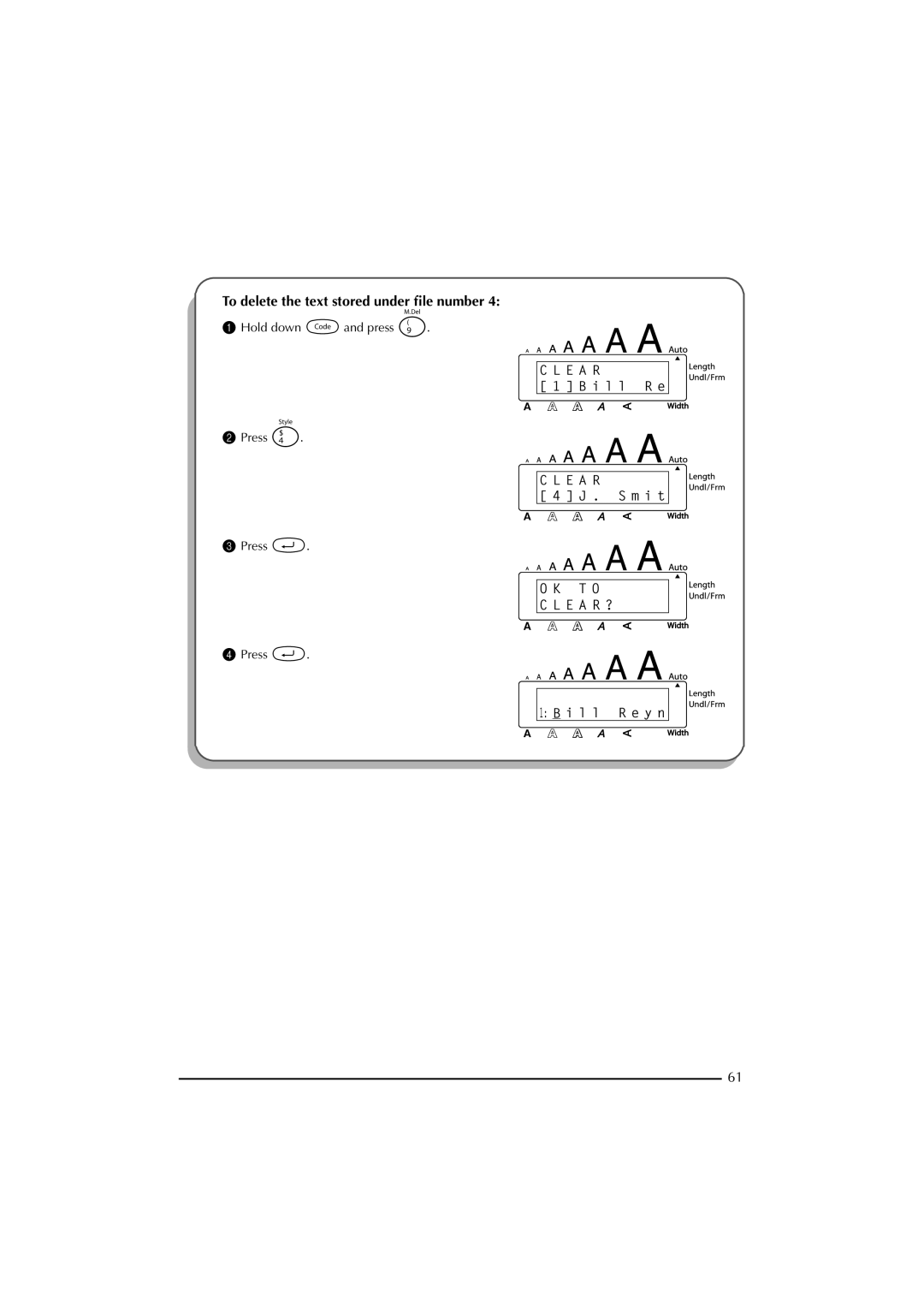 Brother 2300 manual To delete the text stored under ﬁle number 