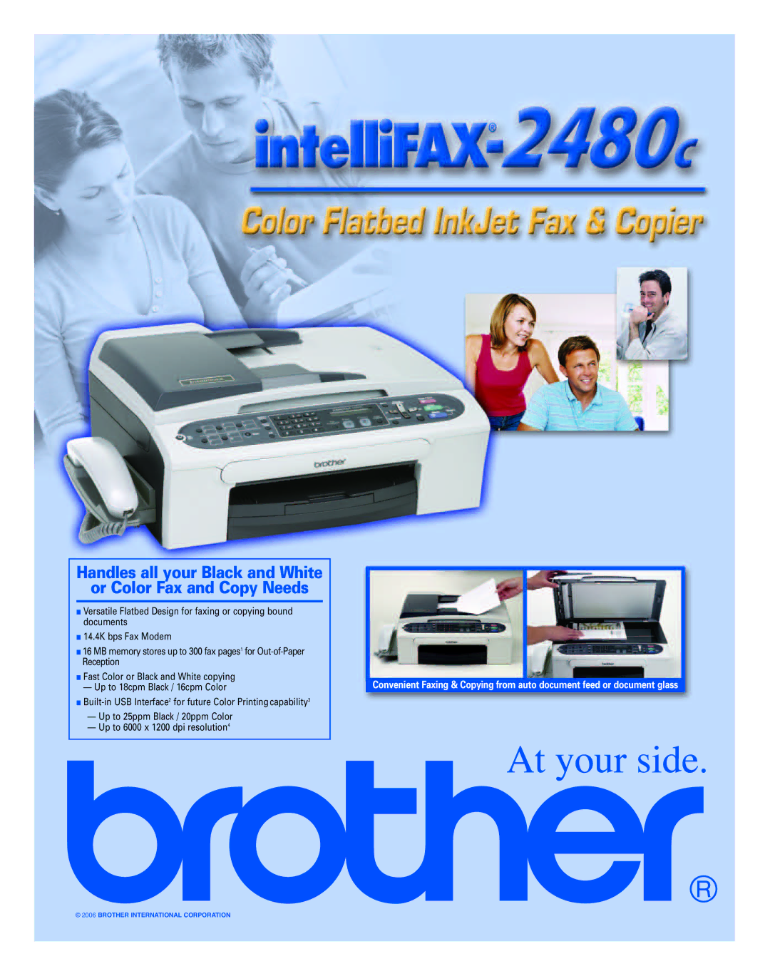 Brother 2480C manual Handles all your Black and White Or Color Fax and Copy Needs 