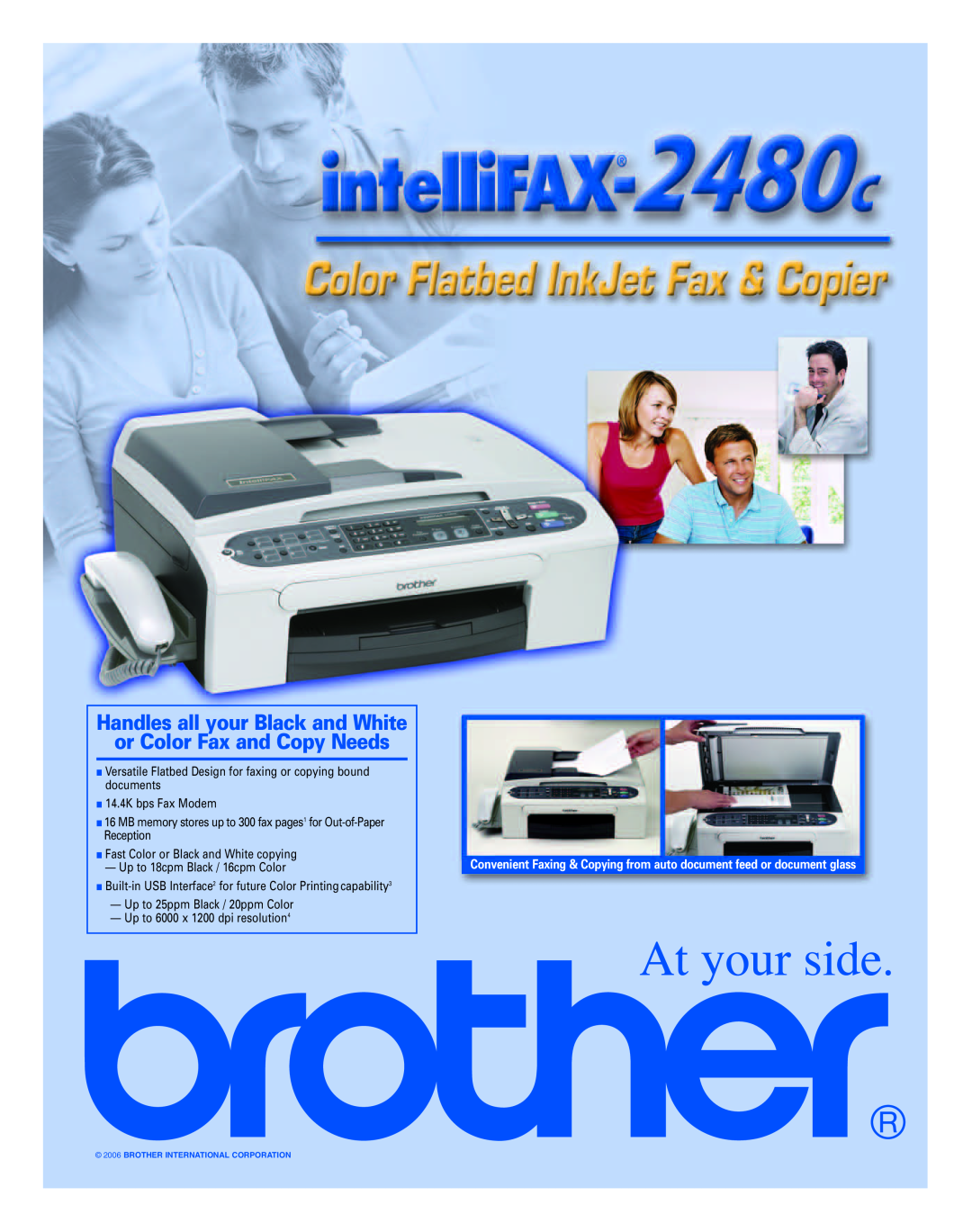 Brother 2480C manual Handles all your Black and White or Color Fax and Copy Needs 