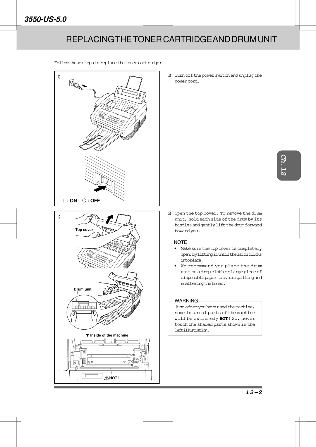 Brother 3550 manual 12-2, Powercord 