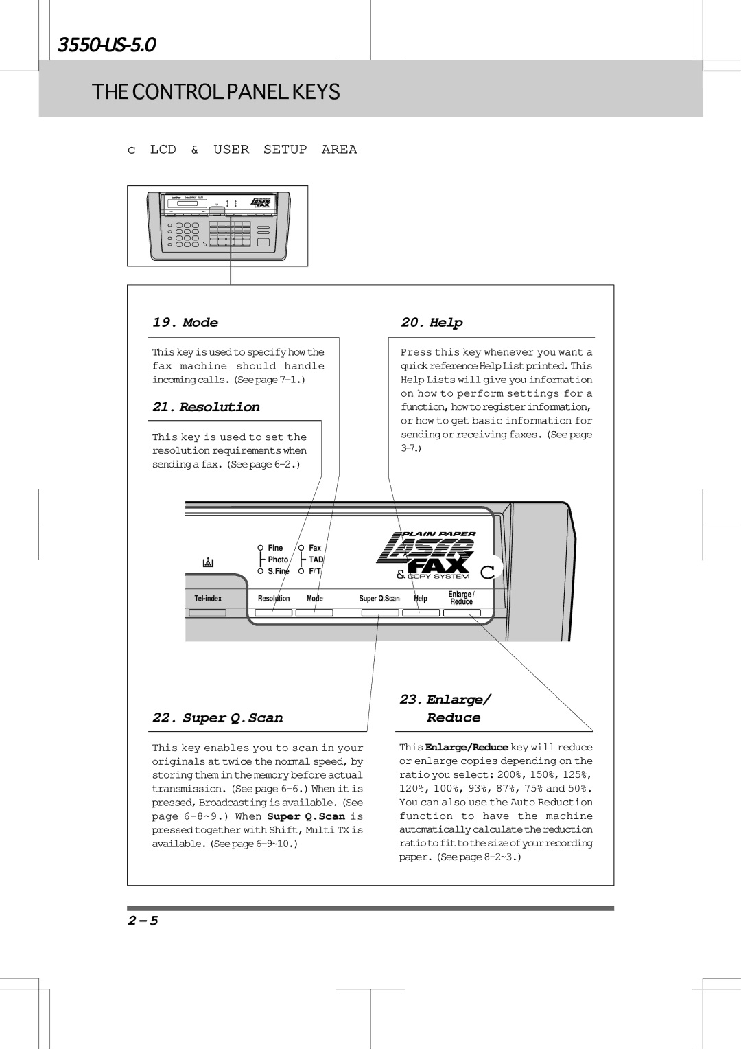 Brother 3550 manual Mode, Resolution, Help, Super Q.Scan 