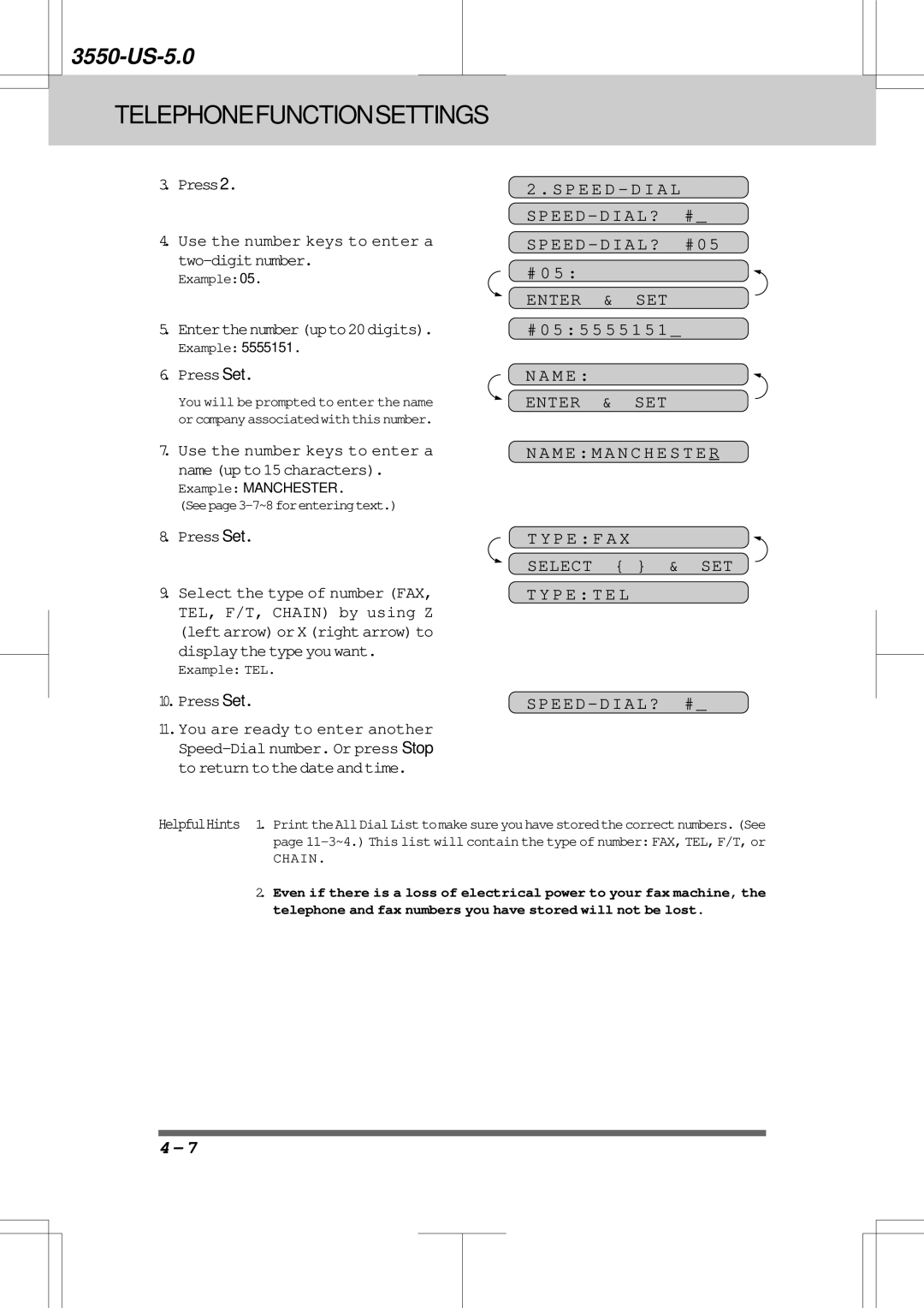 Brother 3550 manual Speed-Dial? #, Example05, Example TEL 