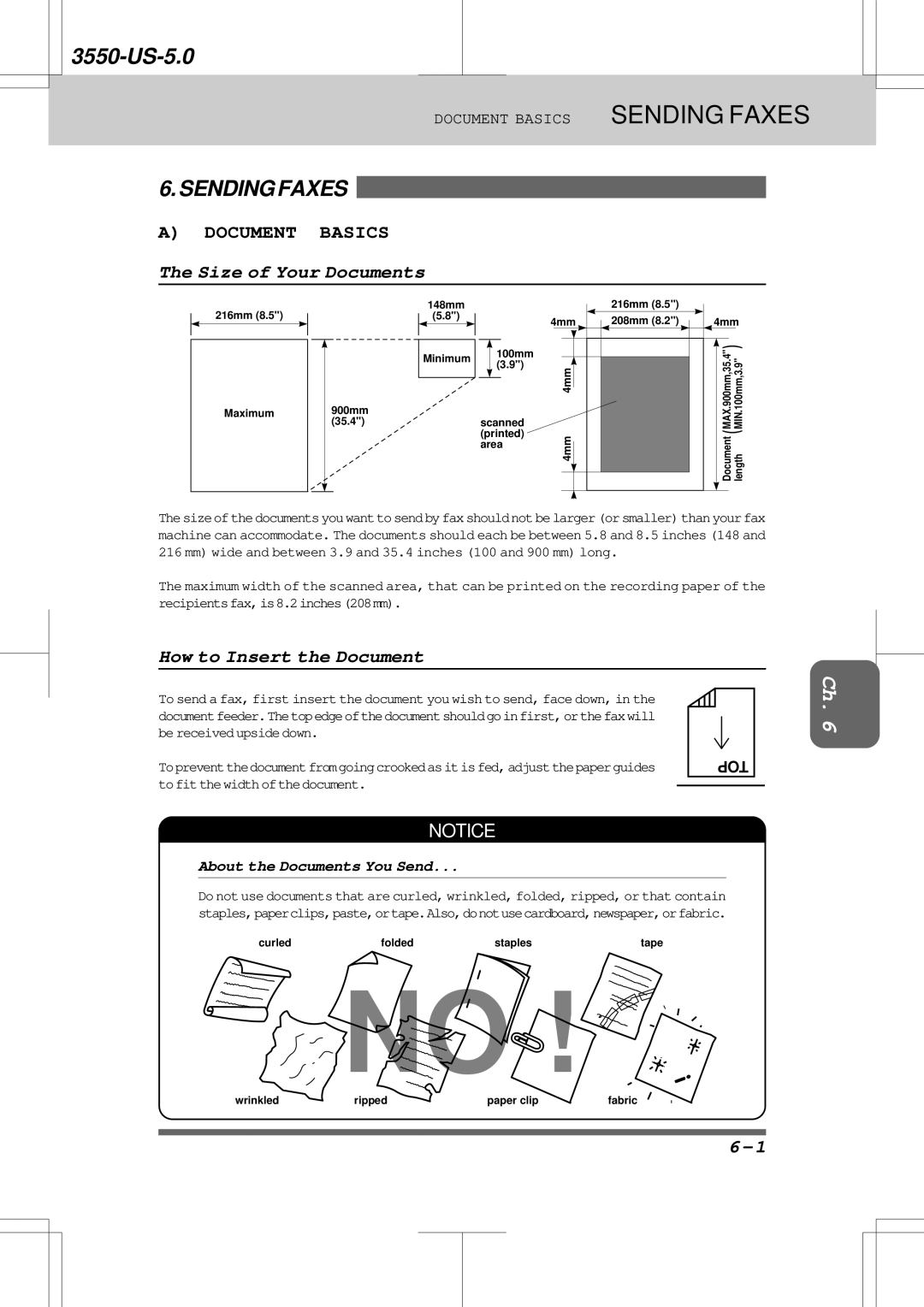 Brother 3550 Size of Your Documents, How to Insert the Document, About the Documents You Send, Tofitthewidthofthedocument 