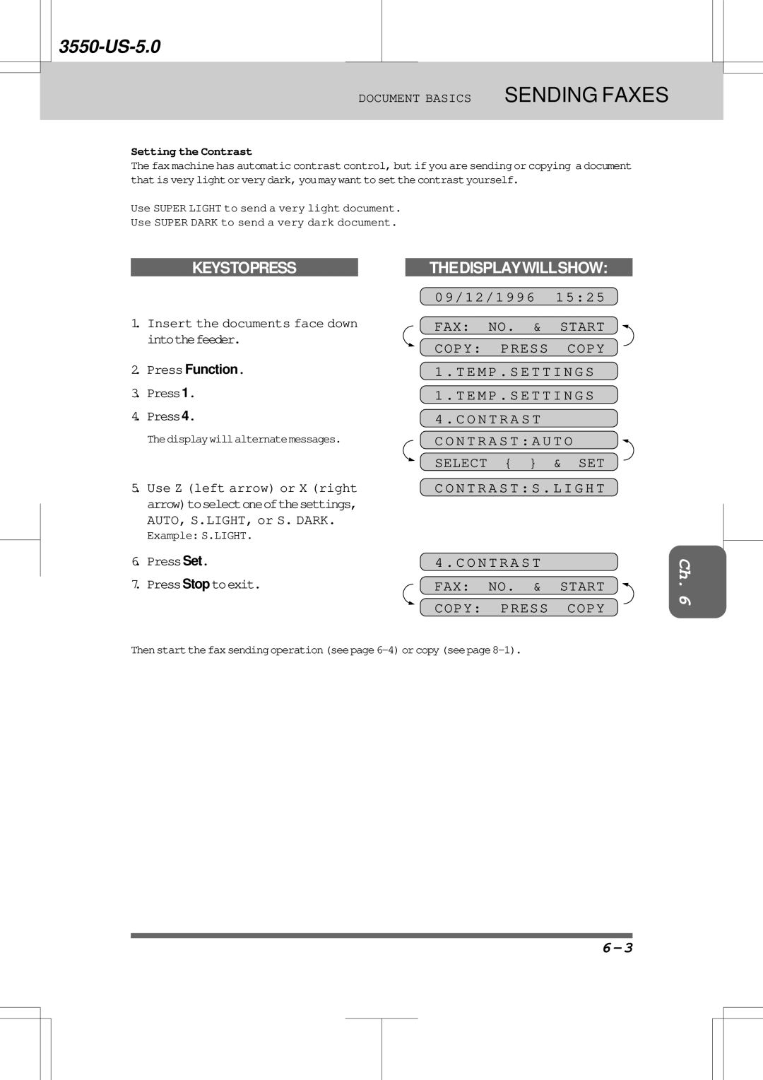 Brother 3550 manual FAX NO. & Start Copy Press Copy, Example S.LIGHT 