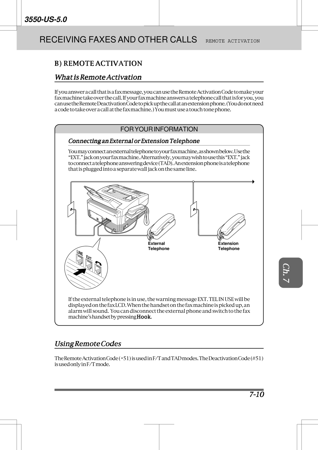 Brother 3550 manual Receiving Faxes and Other Calls Remote Activation, WhatisRemoteActivation, UsingRemoteCodes 