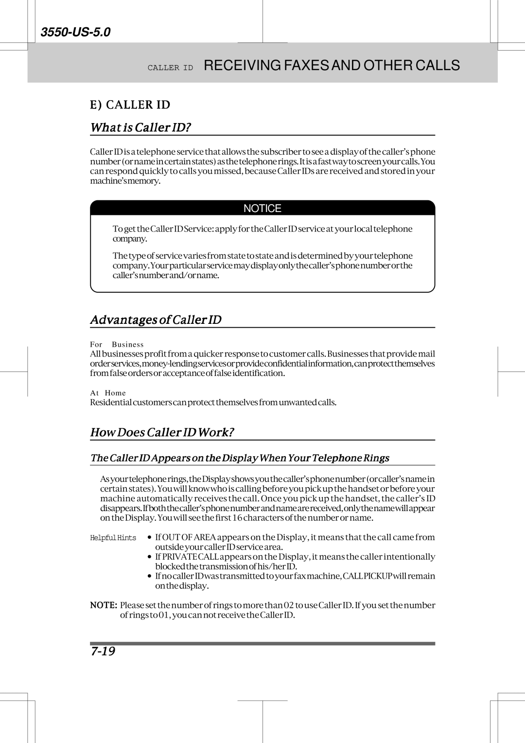 Brother 3550 manual Caller ID Receiving Faxes and Other Calls, What is Caller ID?, Advantages of Caller ID 